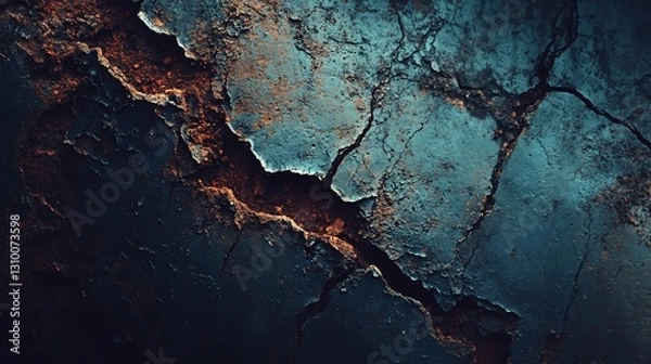 Fototapeta Dark teal cracked surface texture