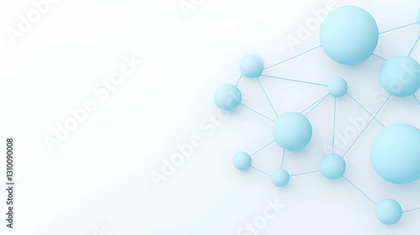 Fototapeta Blue Spheres and Connecting Lines on Light Background for Technology Use