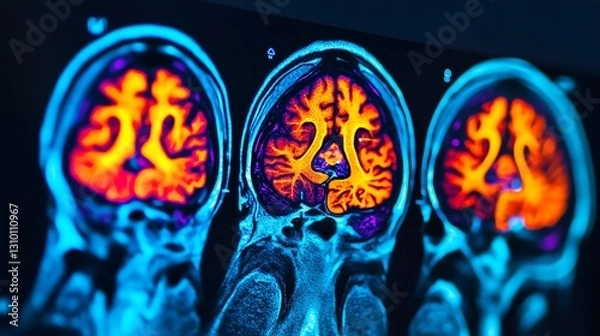 Fototapeta Vivid brain scans showcase neural activity patterns.