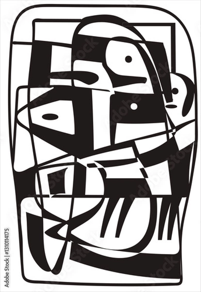 Obraz Abstract art freehand drawing black and white vector