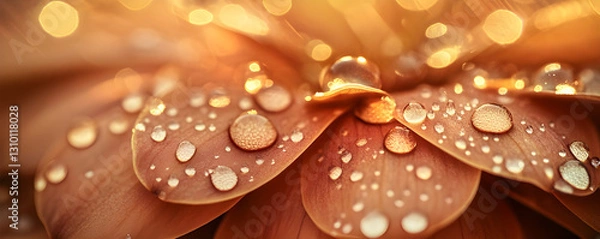 Fototapeta A captivating close-up of delicate autumn petals, glistening with water droplets.