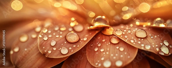Fototapeta A captivating close-up of delicate autumn petals, glistening with water droplets.