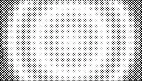 Obraz Halftone polka dots arranged in circles on white background, Basic dotted pattern texture. wavy dots radiating out from center.