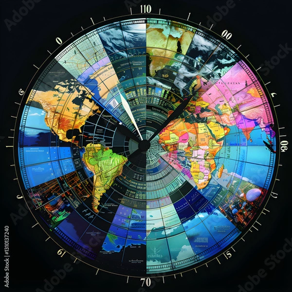 Obraz Conceptual Representation of Global Time Zones and their Varied Hours