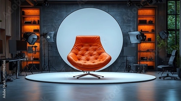 Fototapeta Modern professional photo studio with lighting setup photo