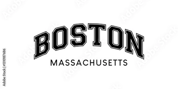 Fototapeta Boston Massachusetts Arched Vintage Lettering Design, Black Typography Vector Illustration