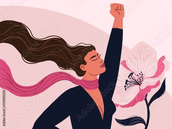 Fototapeta Women's empowerment is symbolized by assertive posture.