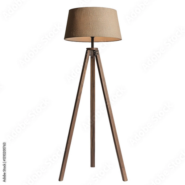 Fototapeta Wooden Tripod Floor Lamp isolated on transparent background 