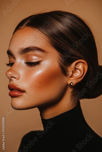 Obraz Elegant portrait showcasing radiant skin, defined features, and