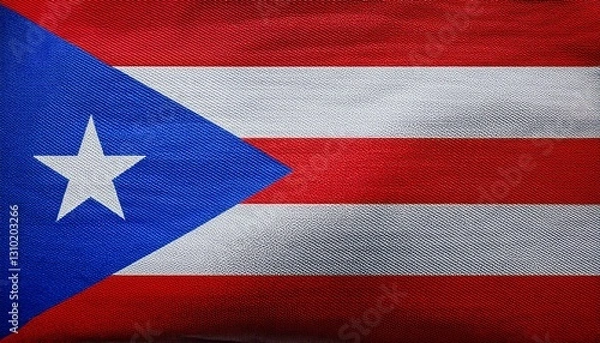 Fototapeta puerto rico flag on the fabric texture background
