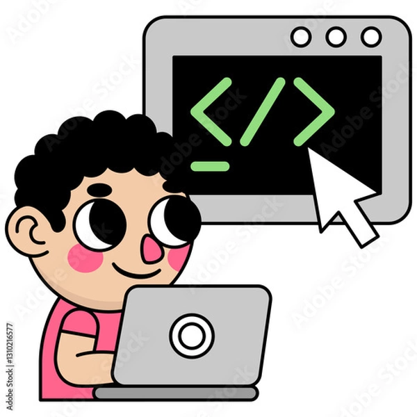 Fototapeta cute kid coding