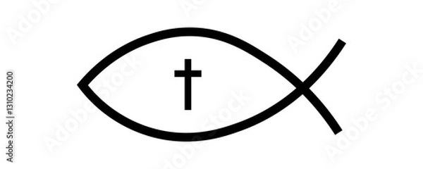 Fototapeta Christian Symbol Fish Icon Vector