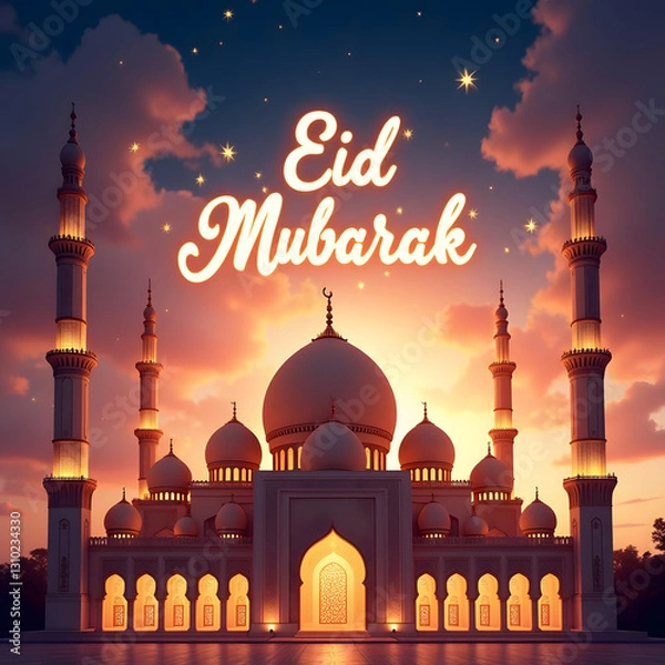 Fototapeta Golden Eid Glow A Celebration of Light and Architecture.