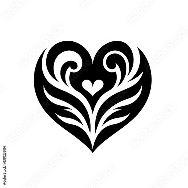 Obraz vector illustration of heart love black and white