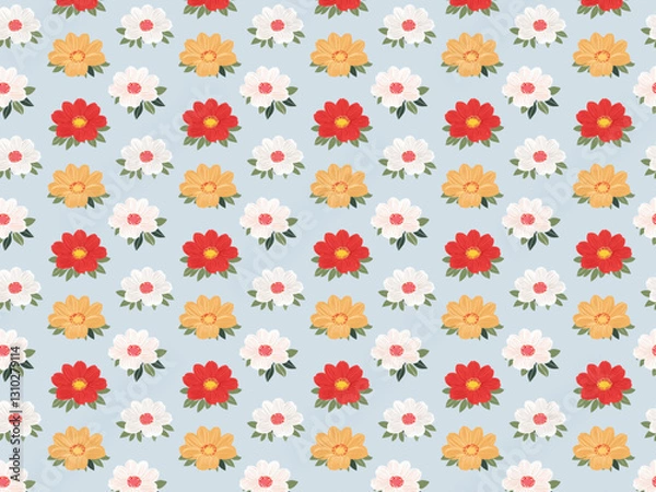 Fototapeta vector illustration of a seamless pattern of a bouquet of flowers
