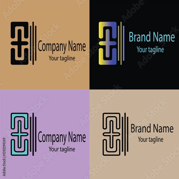 Fototapeta  Abstract Unique Latest logo design with different designs of the same shape For business company. Color editable.
