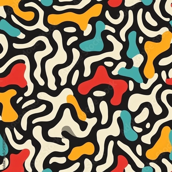 Fototapeta Professional Abstract Geometric Seamless Squiggle Pattern for Modern Design Projects