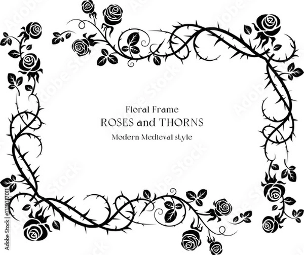 Fototapeta Roses and thorns frame
