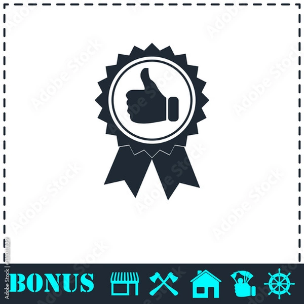 Obraz Banner ribbon Thumb up icon flat