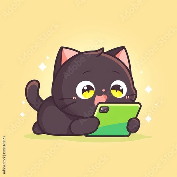 Obraz Cute Cat Playing Smartphone