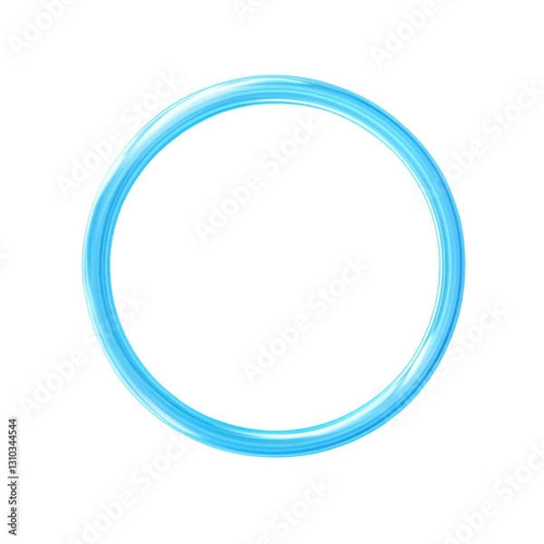 Obraz A simple blue, glowing neon ring on a white background