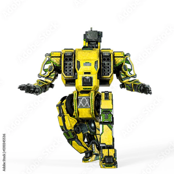 Fototapeta the war machine is waiting for some action on white background