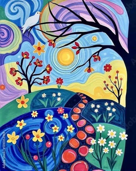 Obraz floral background with birds