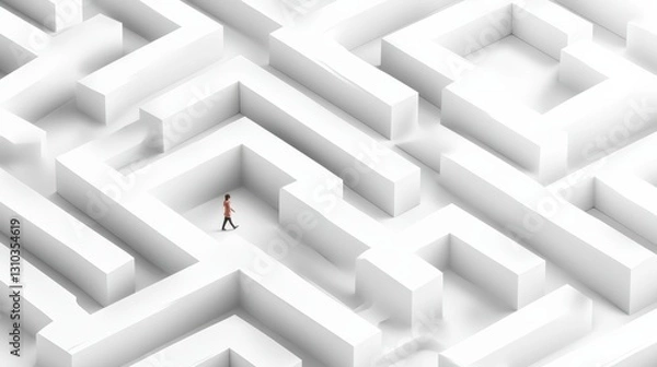 Fototapeta Navigating a maze of wood abstract structure digital art virtual environment aerial view conceptual design