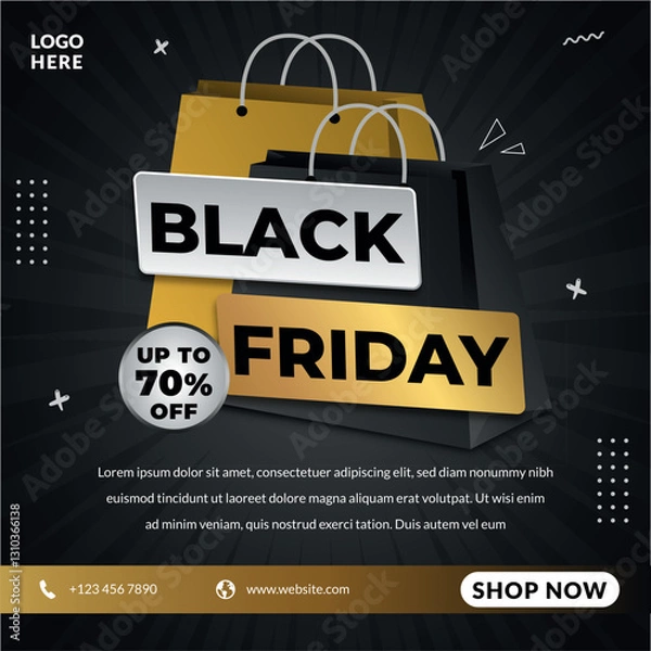 Obraz Black Friday sale social media banner template