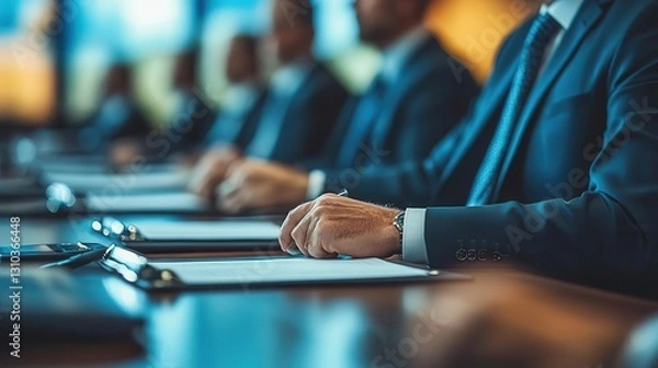 Obraz A corporate governance board discussing risk management and shareholder interests, Corporate Governance, Structured and ethical