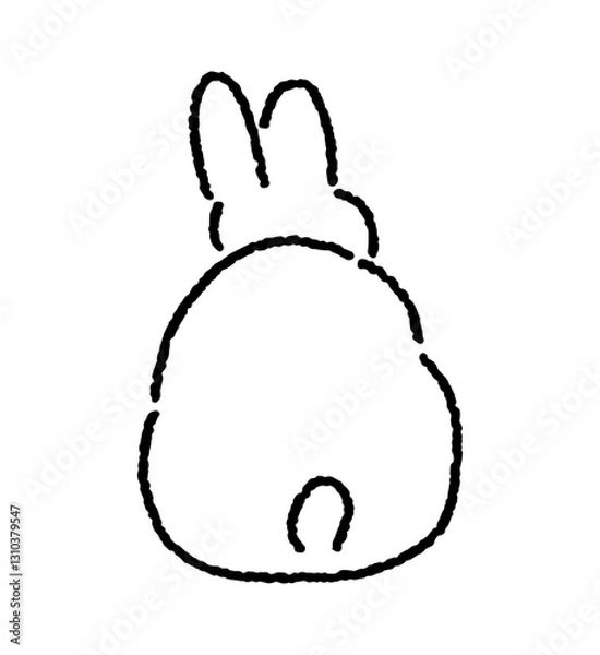 Fototapeta rabbit, line art, hand drawn, ink pen, logo, bunny, lineart, handdrawn, vector, illustration, black, white background, quirky, naive, imperfect, loose style, simple, minimalist, bunny, cartoon, animal