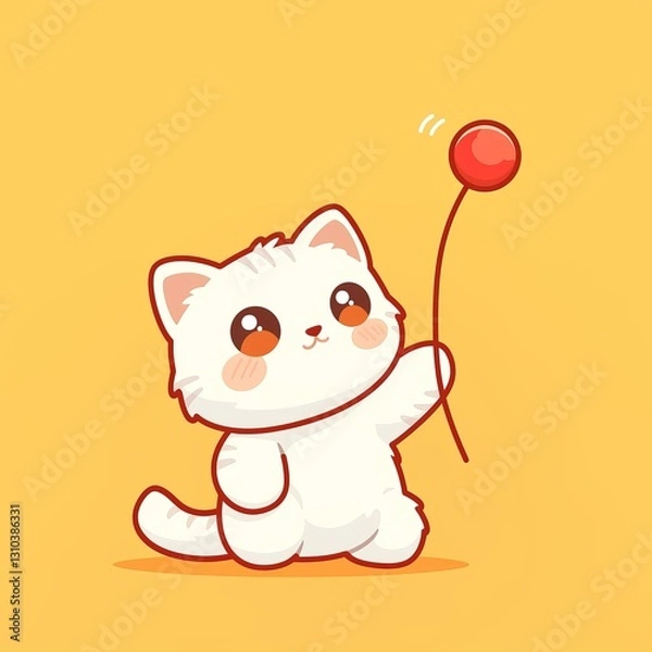 Obraz Cute Cat Playing with Balloon (1)