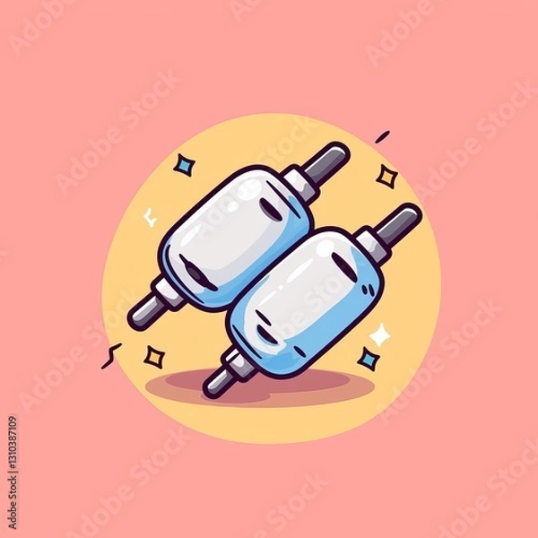 Fototapeta Cute Cartoon Electronic Components