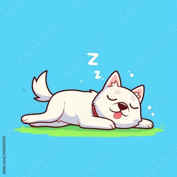 Obraz Cute Dog Sleeping on Grass (2)