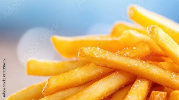 Fototapeta Golden French fries piled high, capturing a moment of indulgence
