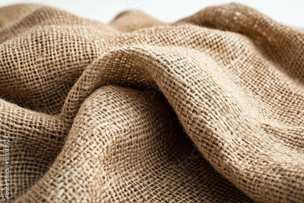 Fototapeta Close-Up of Natural Jute Fabric with Textured Patterns and Ripples