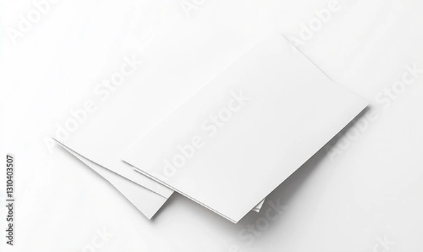 Obraz Two Clean and Blank White A4 Sheets Ready for Custom Content and Creative Designs : Generative AI