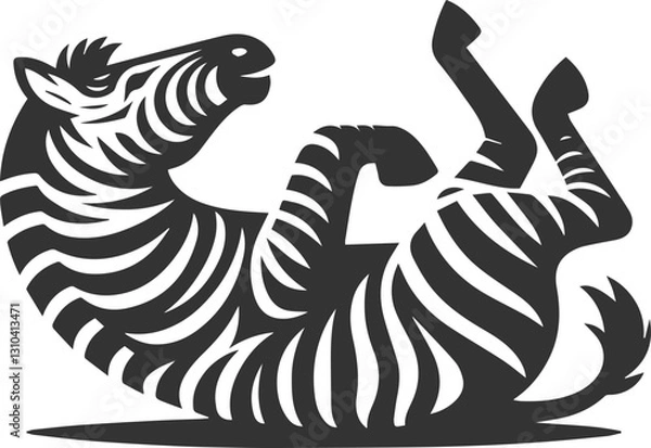 Fototapeta Zebra rolling on the ground playfully animal vector