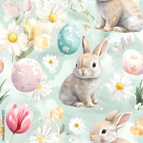 Obraz Seamless watercolor easter pattern