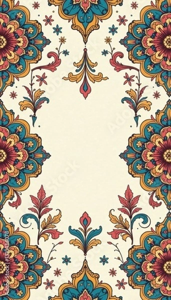 Fototapeta Damask-inspired geometric patterns on a neutral background, minimalist, wallpaper, pattern