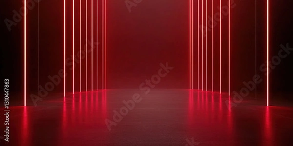 Fototapeta Future technology sense red laser line architectural space