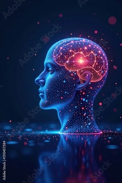 Fototapeta Data visualization of artificial intelligence and machine learning on a minimalist background, technology, innovation, AI dashboard