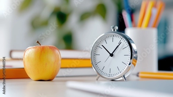Fototapeta Desk essentials for a vibrant classroom ready for a new school year