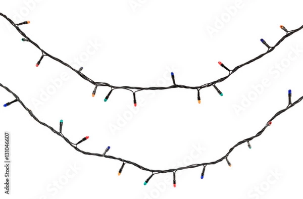 Obraz Multicolored lamp garlands isolated on white