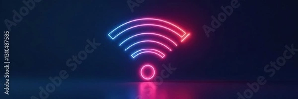 Obraz Minimalist digital icon of a Wi-Fi signal with an arrow pointing to it, internet, website