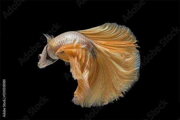 Fototapeta halfmoon betta fish on black background