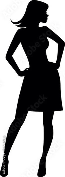 Obraz Vector illustration of a silhouette of a young woman in a confident pose