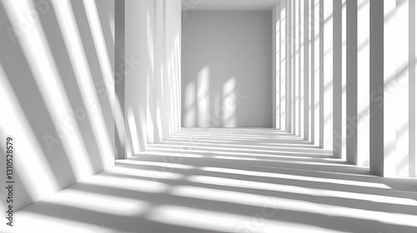 Obraz Diagonal lines gobo effect on a transparent background, uhd. realistic shadows for overlay, multiply effects. light casting on a surface. Shadowed - Corridor. Illustration