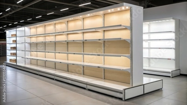 Fototapeta Empty Retail Shelves on White Background