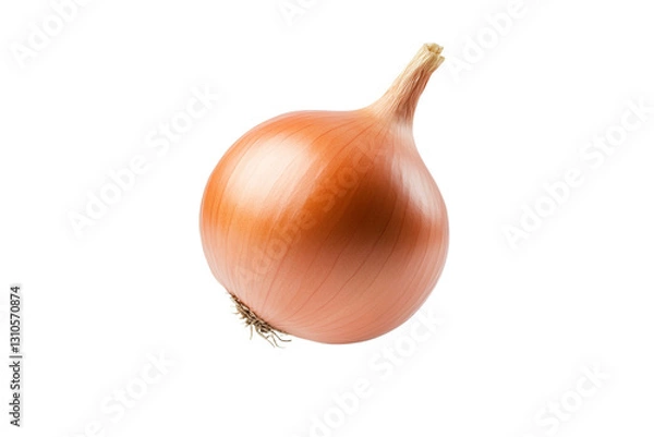 Fototapeta Large, unpeeled onion is sitting on a white background, isolated